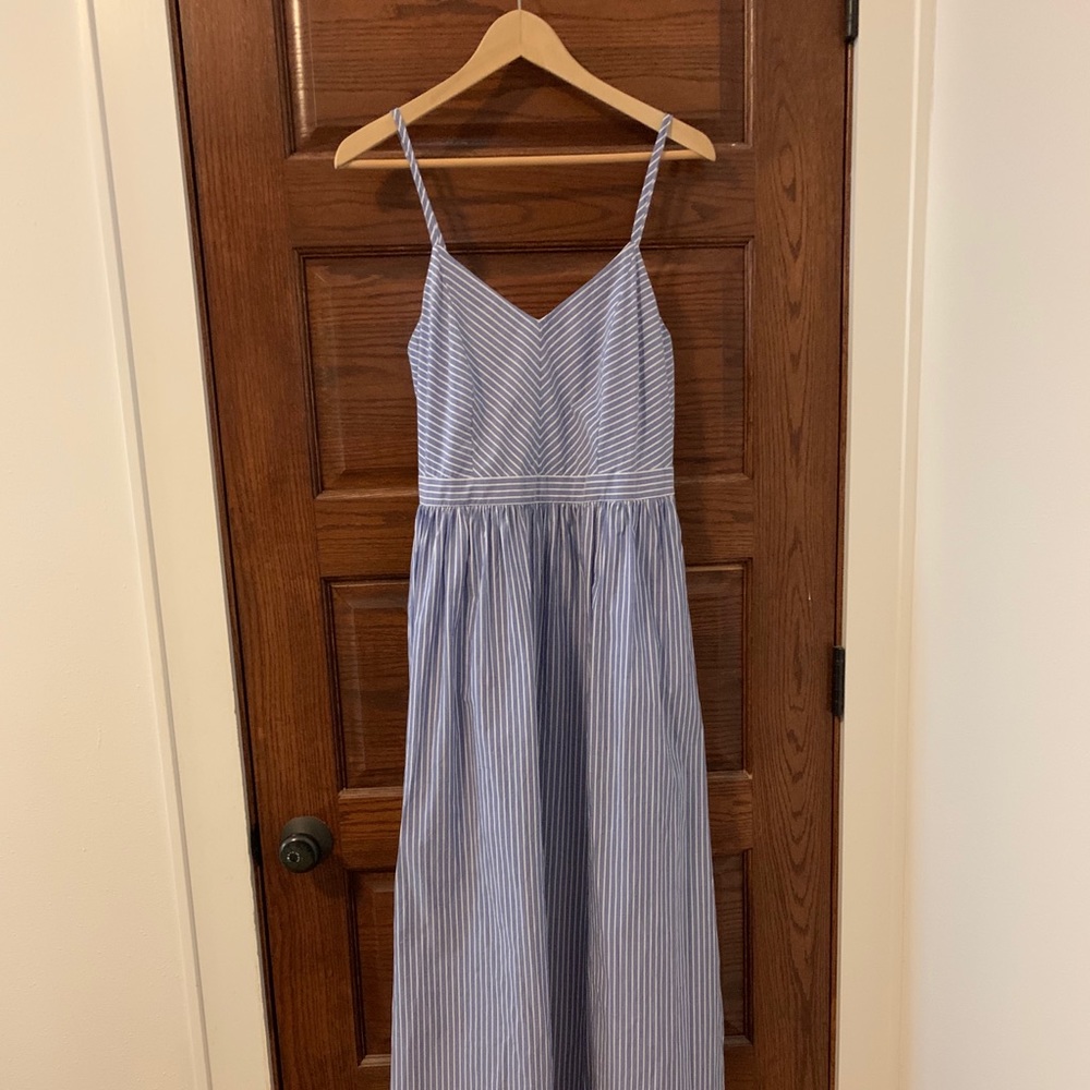 Loft Blue and white striped maxi dress